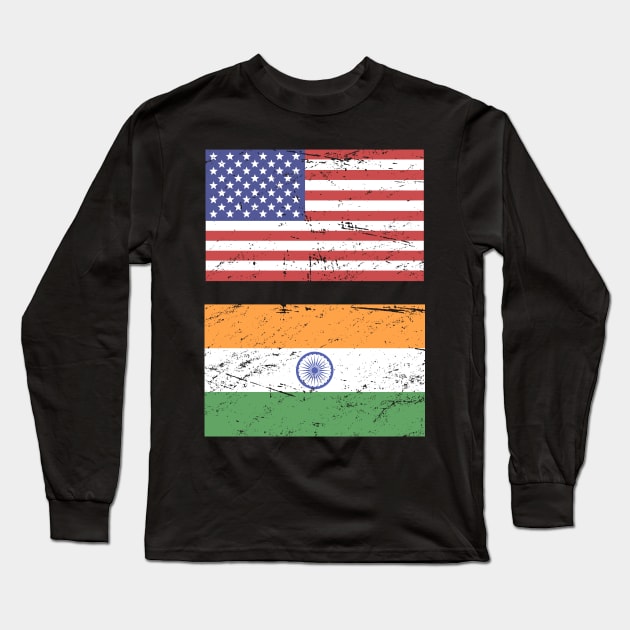 United States Flag & India Flag Long Sleeve T-Shirt by MeatMan